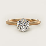 2.25 CT Lab Grown Diamond Round Petite Nouveau Stephea Six-Prong Solitaire Engagement Ring in 14K Yellow Gold