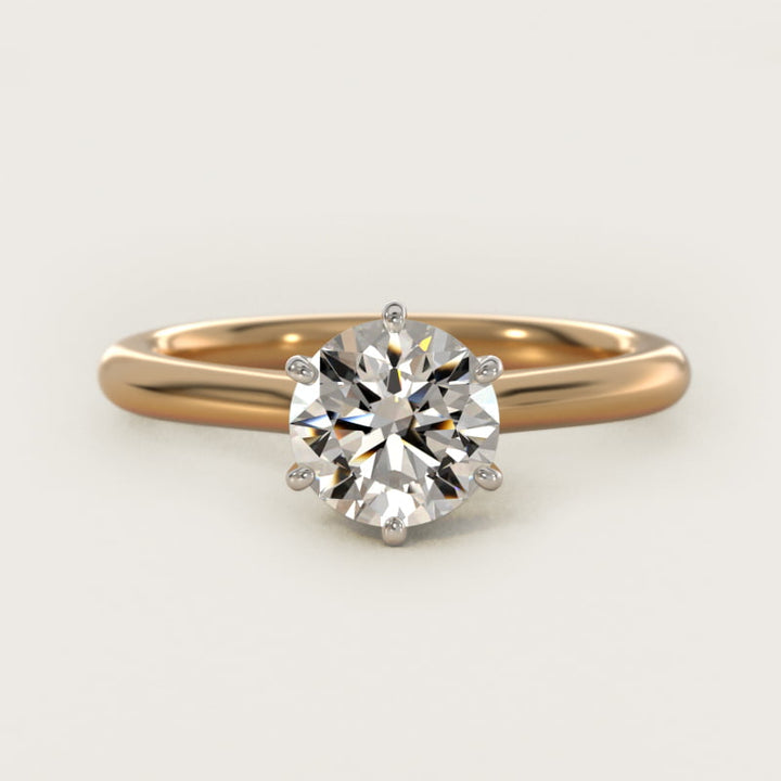 2.25 CT Lab Grown Diamond Round Petite Nouveau Stephea Six-Prong Solitaire Engagement Ring in 14K Yellow Gold
