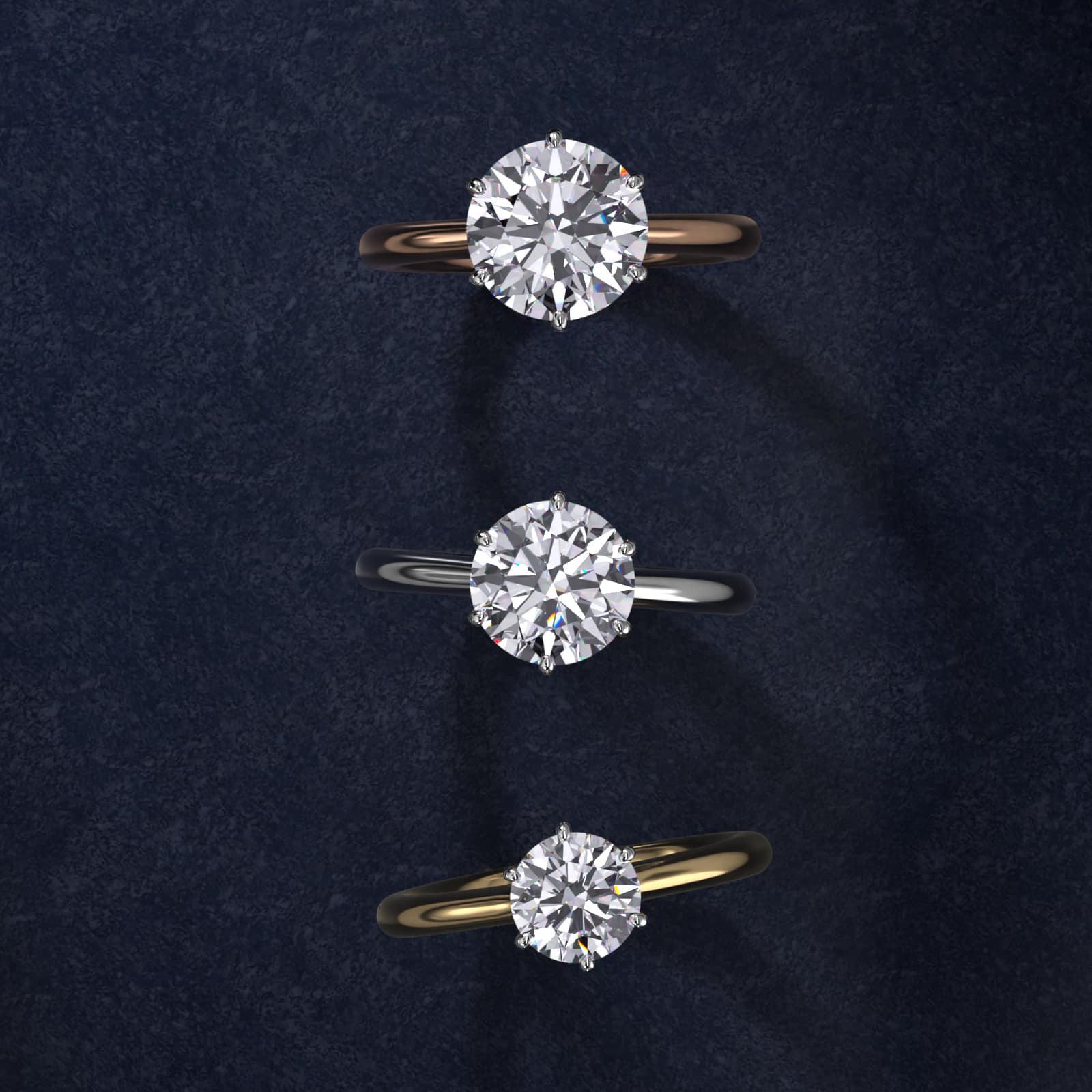 2.25 CT Lab Grown Diamond Round Petite Nouveau Stephea Six-Prong Solitaire Engagement Ring in 14K Yellow Gold