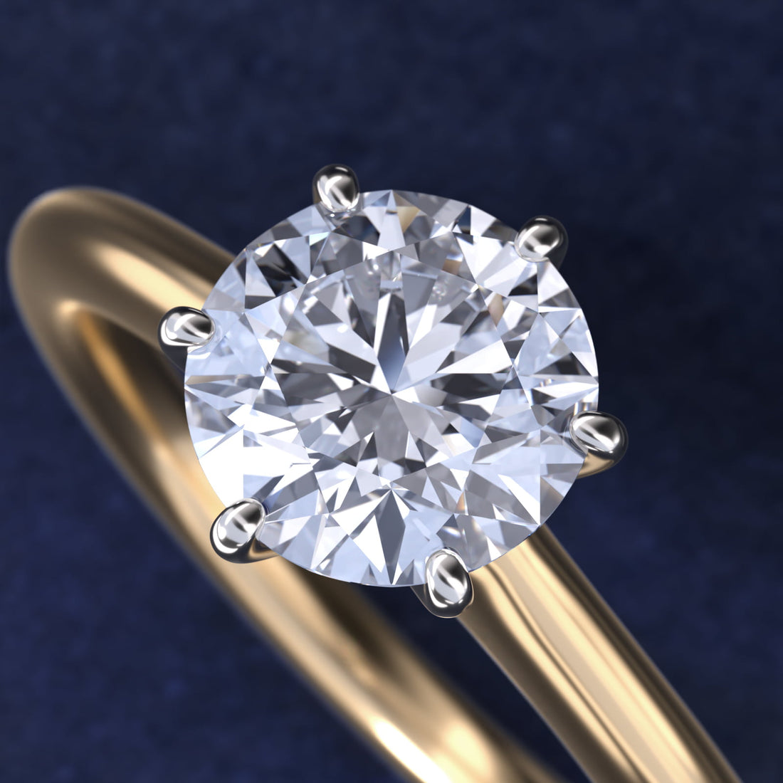 2.25 CT Lab Grown Diamond Round Petite Nouveau Stephea Six-Prong Solitaire Engagement Ring in 14K Yellow Gold