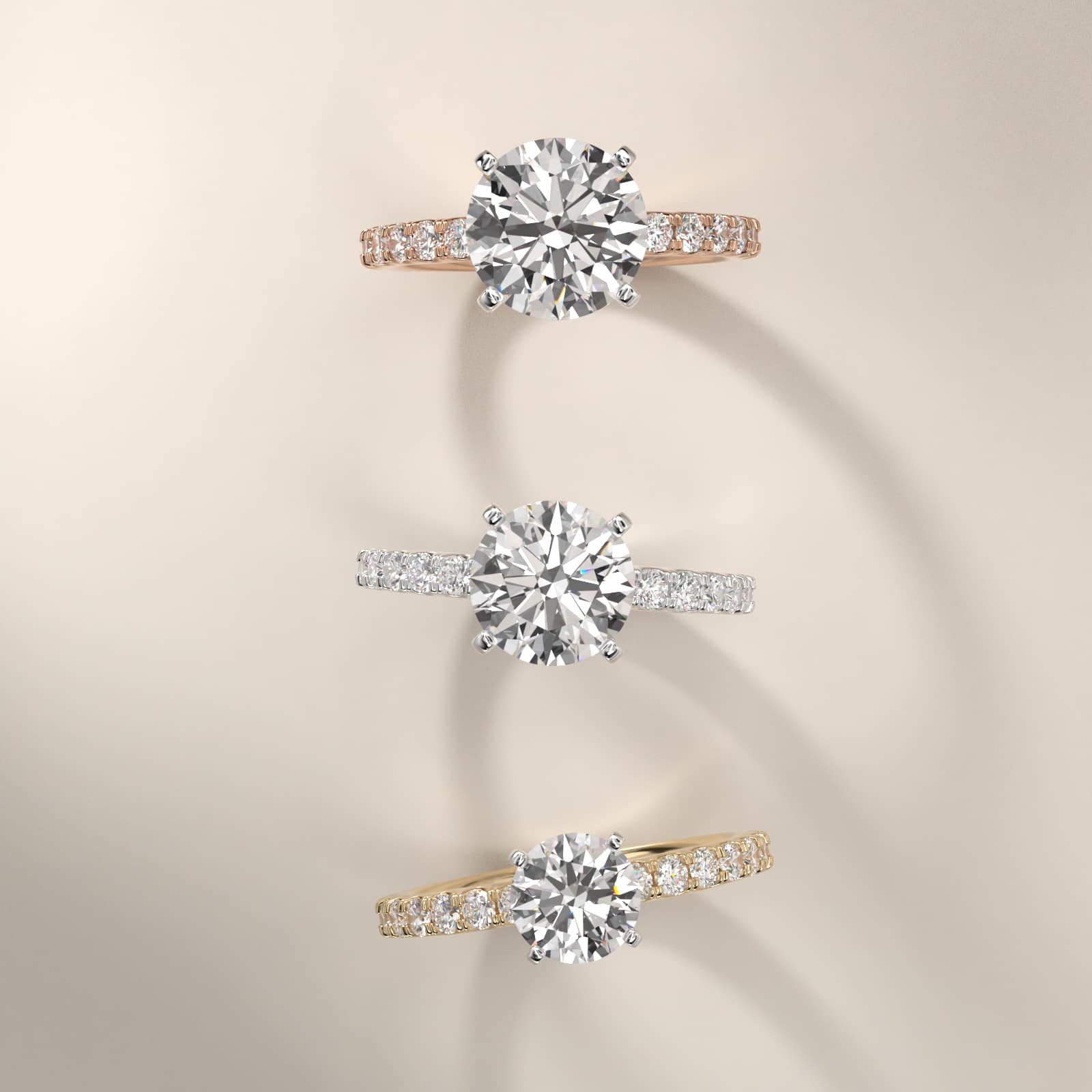 2.5 CT Lab Grown Diamond Riviera Pavé Engagement Ring in 14K White Gold