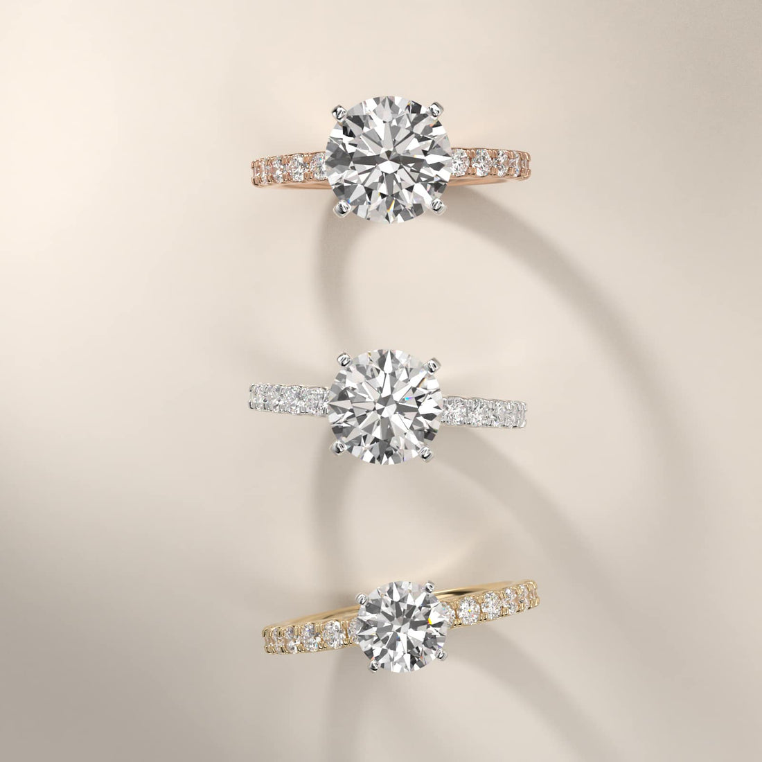 2.5 CT Lab Grown Diamond Riviera Pavé Engagement Ring in 14K White Gold