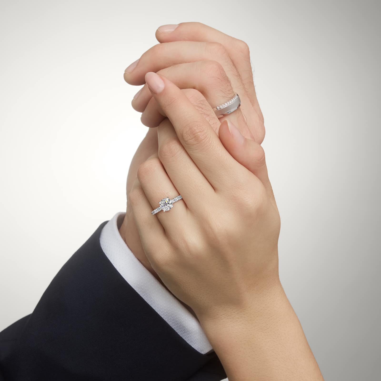 2.5 CT Lab Grown Diamond Riviera Pavé Engagement Ring in 14K White Gold