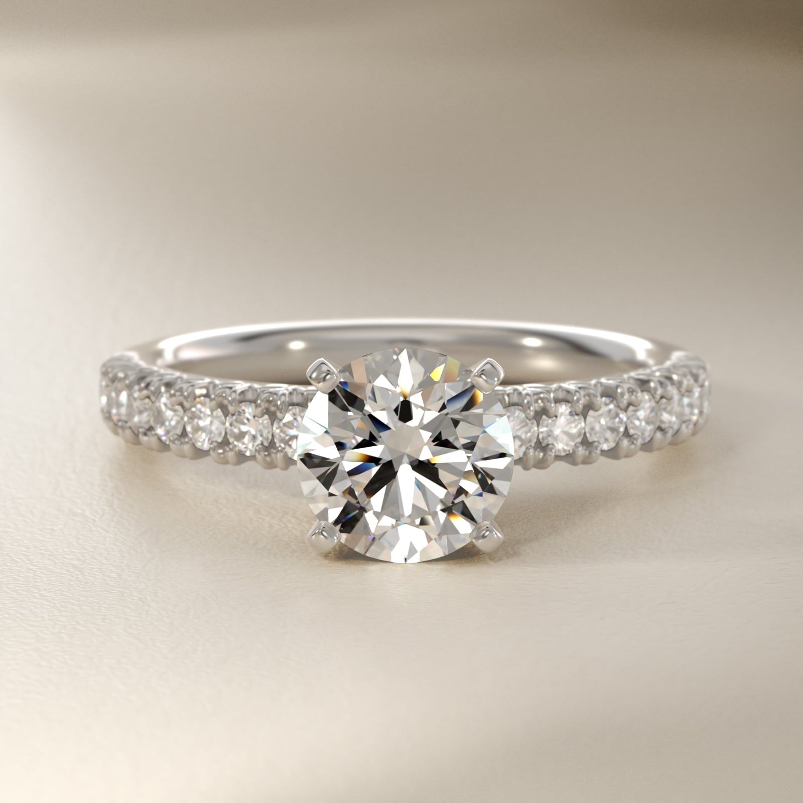 2.50 CT Lab Grown Diamond French Pavé Stephea Engagement Ring in Platinum (1/4 ct. tw.)