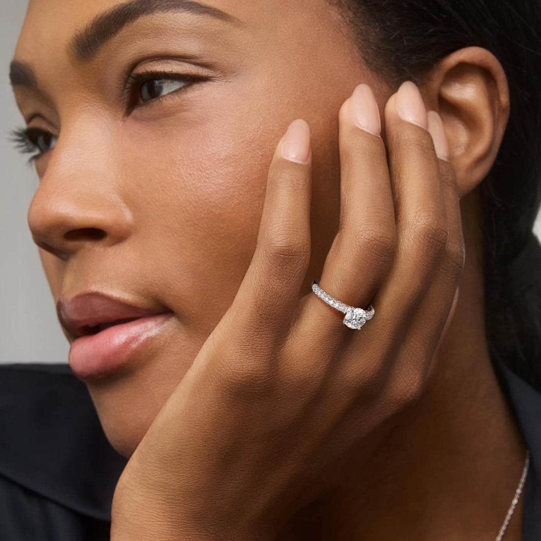 2.50 CT Lab Grown Diamond French Pavé Stephea Engagement Ring in Platinum (1/4 ct. tw.)