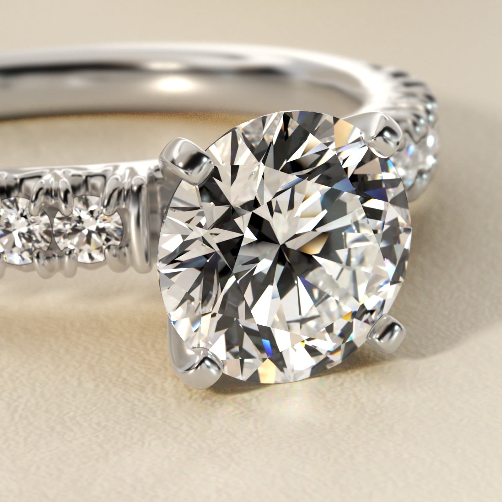 2.50 CT Lab Grown Diamond French Pavé Stephea Engagement Ring in Platinum (1/4 ct. tw.)