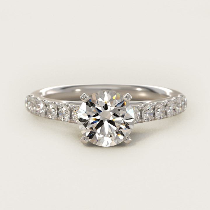 2.5 CT Lab Grown Diamond Riviera Pavé Engagement Ring in 14K White Gold