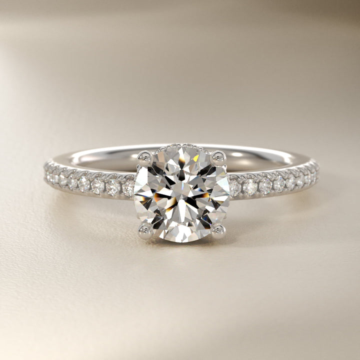 2.50 CT Lab Grown Diamond Hidden Halo Micropavé Stephea Engagement Ring in 14K White Gold (1/5 ct. tw.)