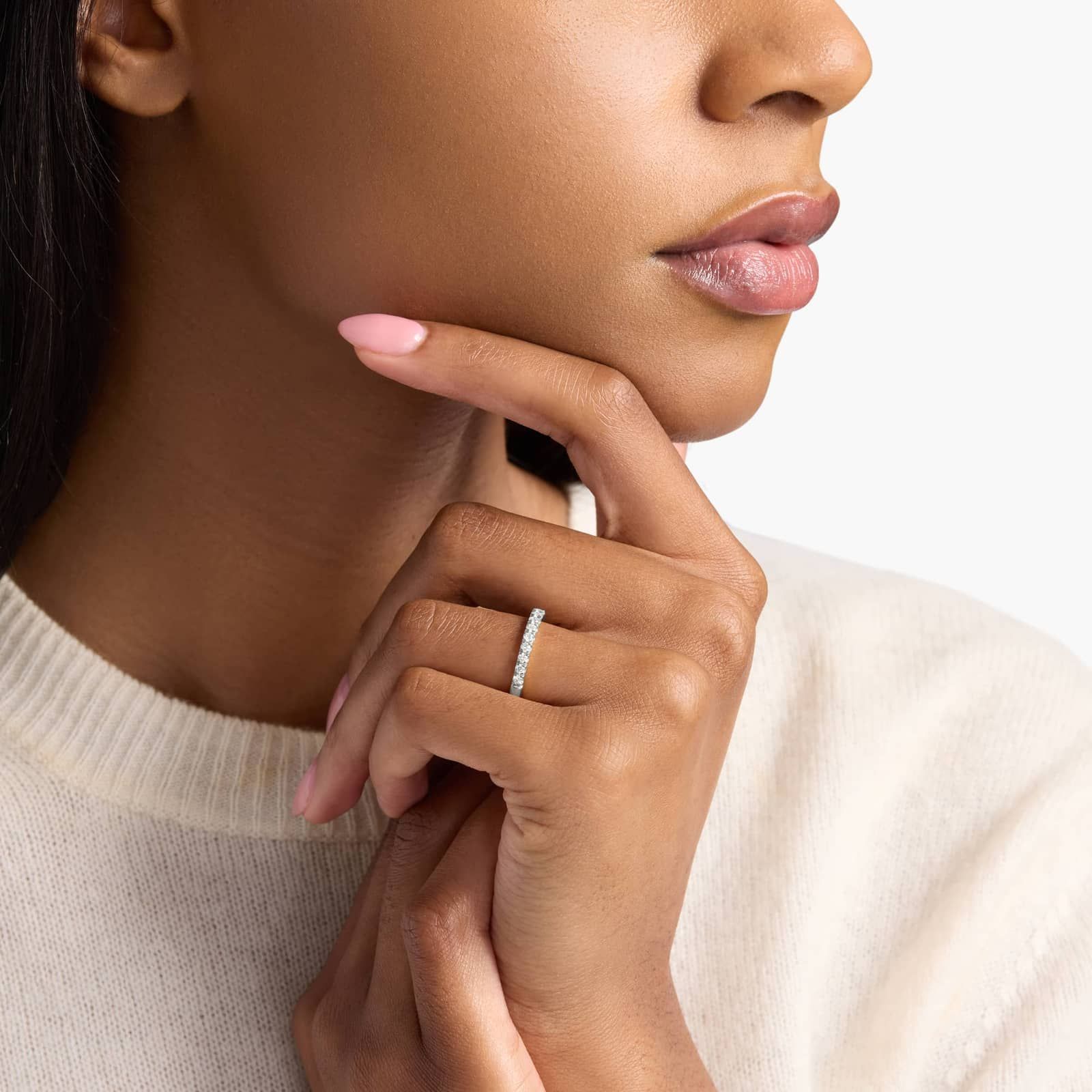 Stephea Scalloped Pavé Diamond Ring In Platinum (1/2 Ct. Tw.)