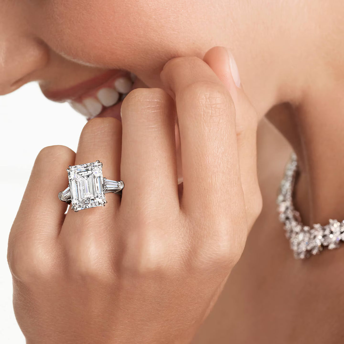 Stephea Emerald-Cut Engagement Ring with Tapered Baguette Side Stones