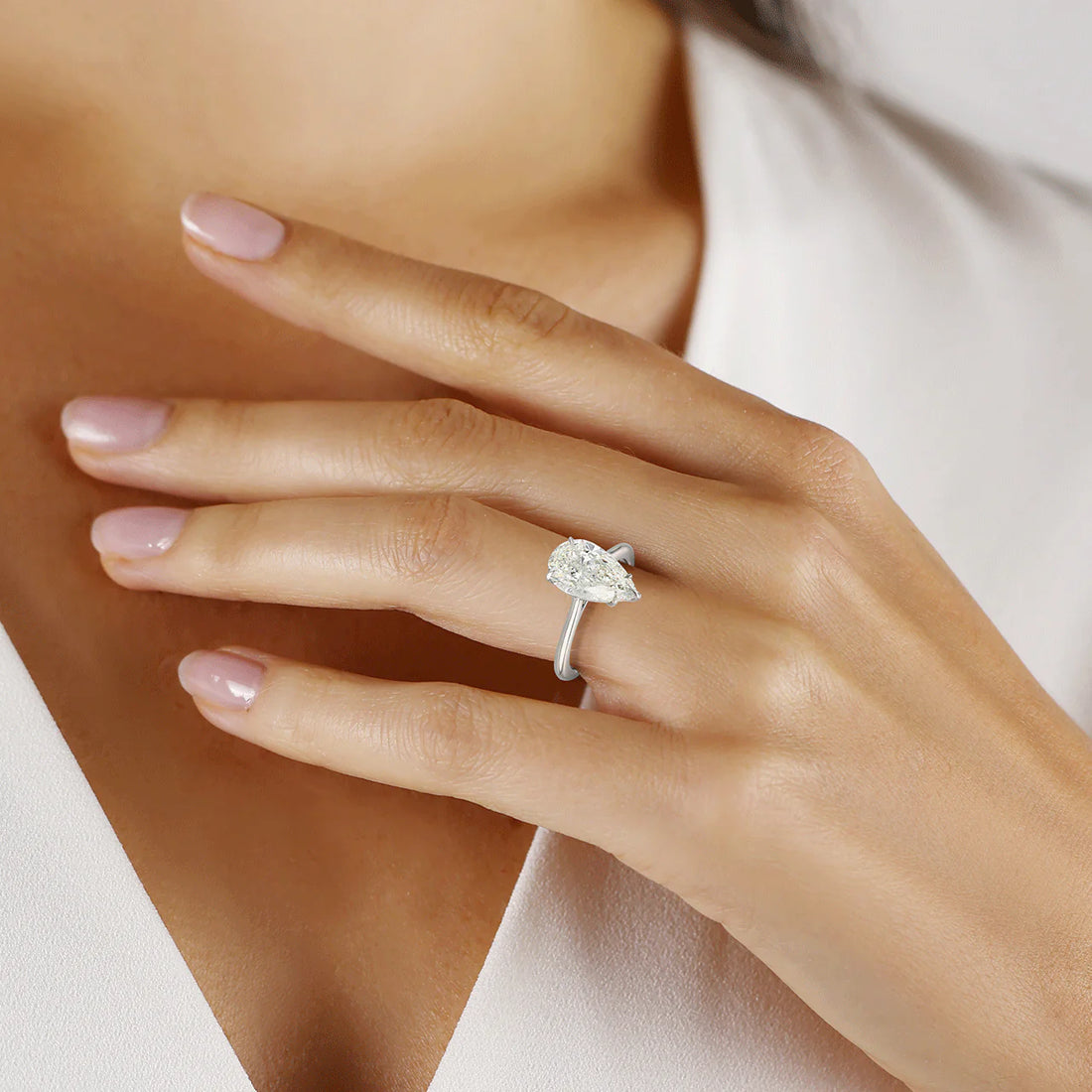 Stephea Solitaire Platinum and 3.02 Total Weight Pear Diamond Engagement Ring